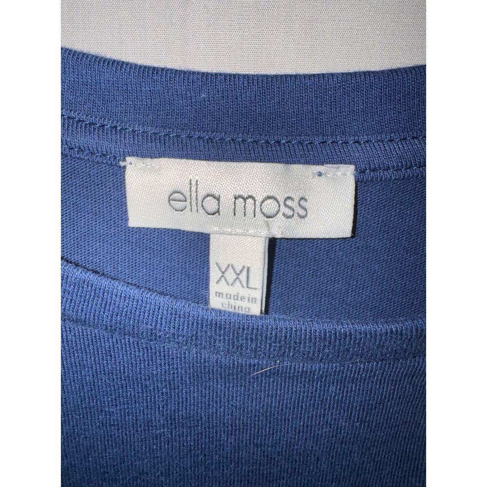 Ella Moss Women’s Joy Embroidered Blue Short Sleeve Crew Neck T-shirt, Size XXL - Picture 4 of 5